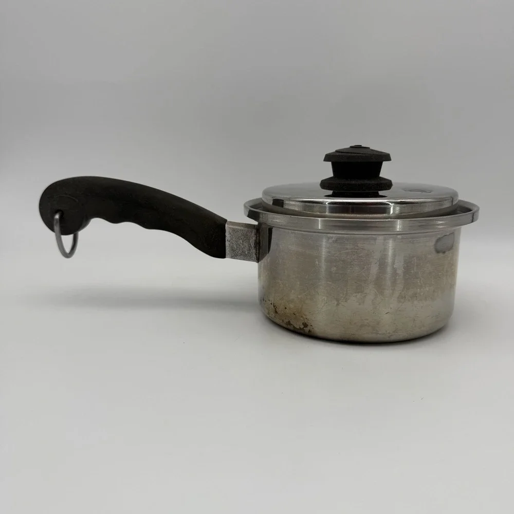Vintage Saladmaster T304S Stainless Steel Sauce Pan Pot 1.5 Qt w/ Vapor Vent Lid